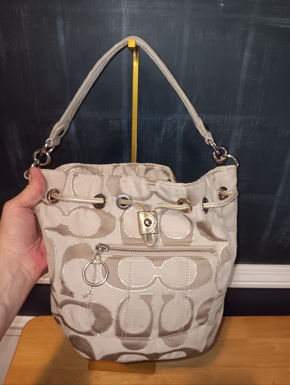 Coach Poppy Monogram Canvas Bucket Bag